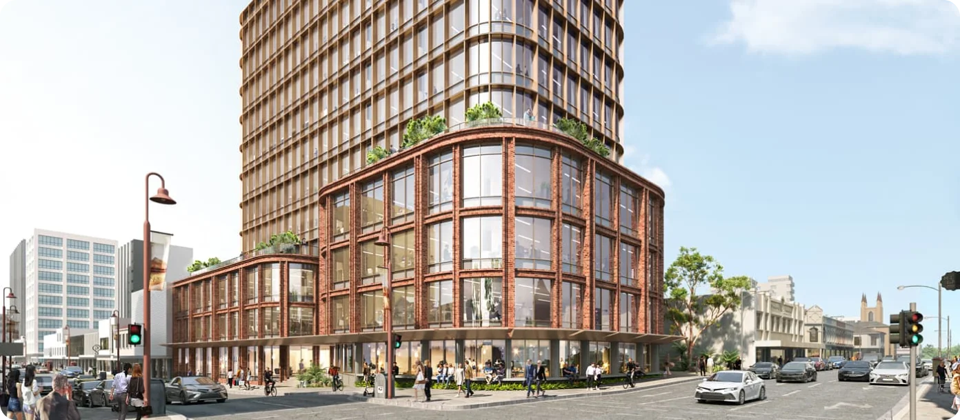 Architectural render of the Liverpool Street commercial tower in Hobart