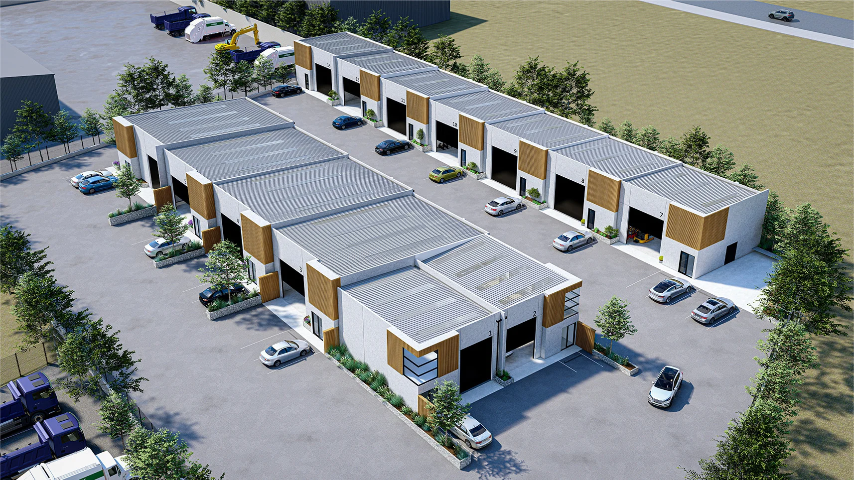 Architectural render of the Lockwoods Lane industrial development
